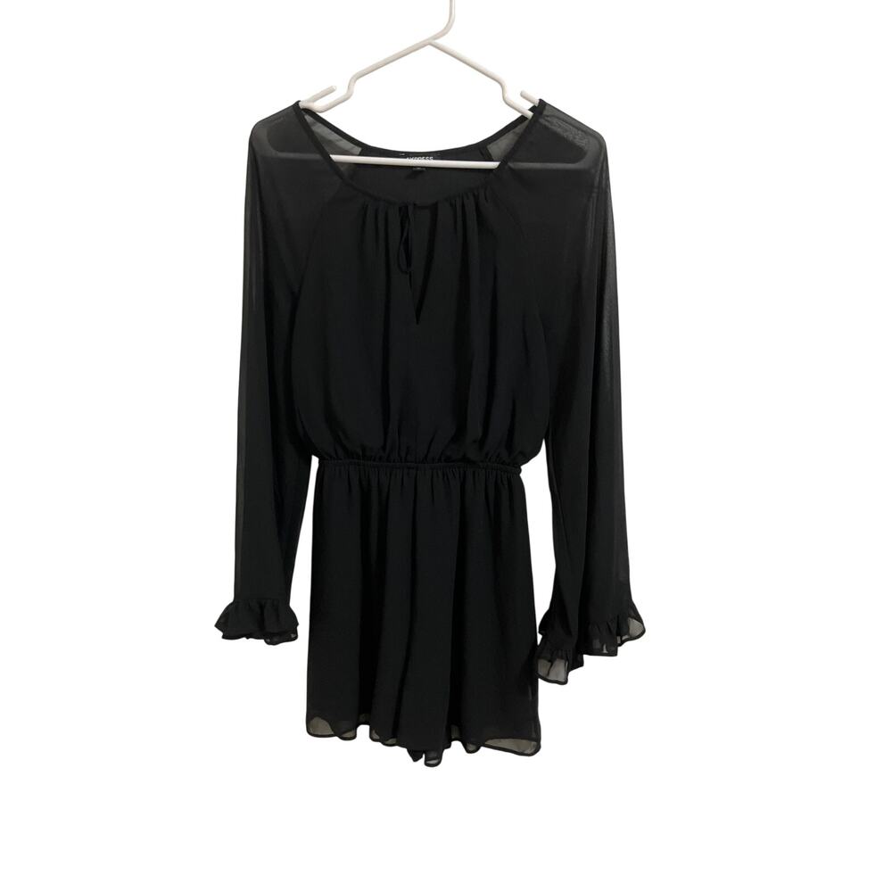 Express Romper/Jumpsuit with Bell Sleeves XS Sheer with Lining